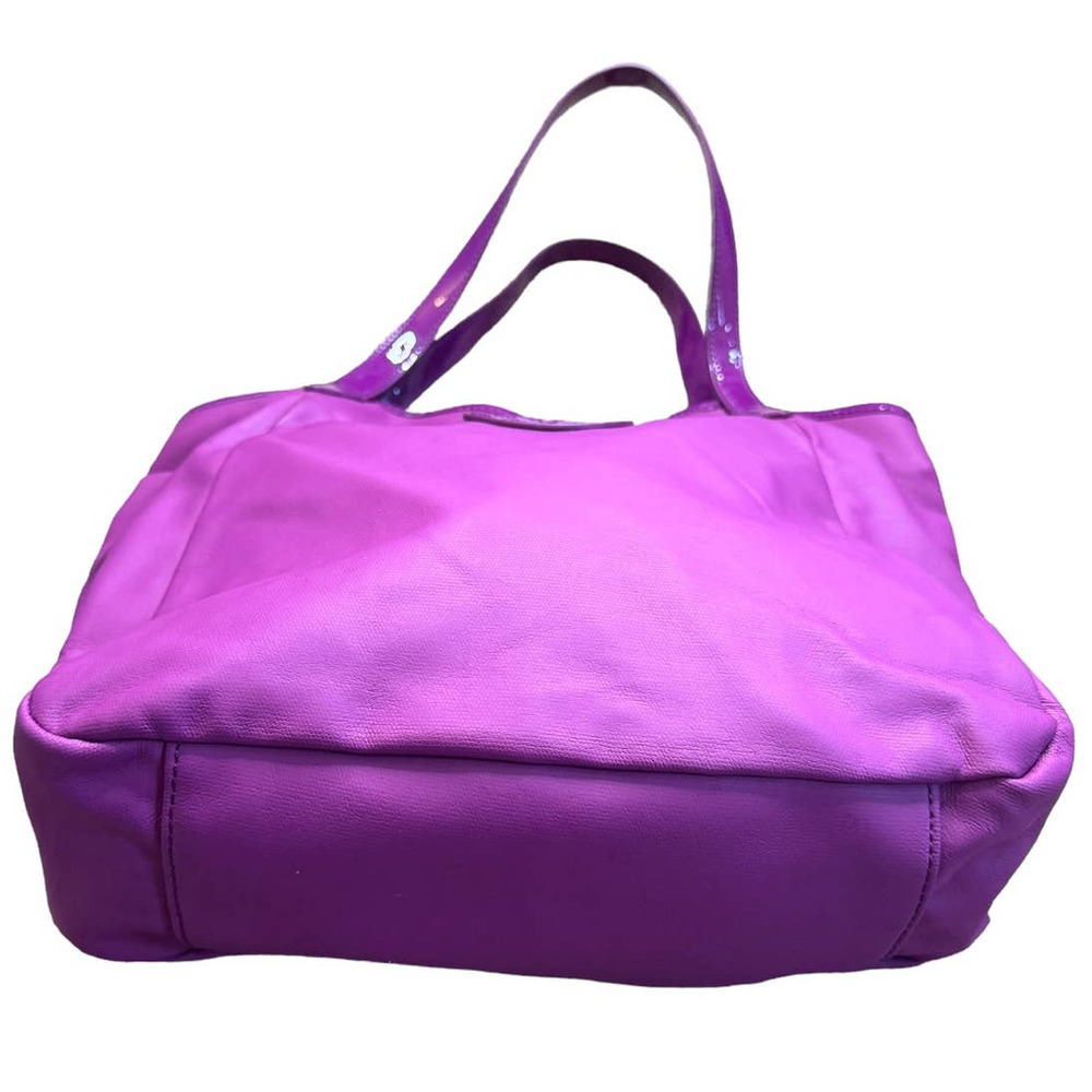 Tory Burch Purple Logo Coated Canvas Tote Bag Hobo - Picture 5 of 9